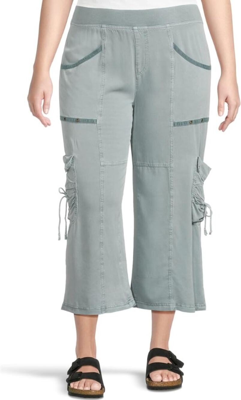 XCVI Women's Yana Gaucho Crop Pants XS Green Thunderclap Twill Pull-On NWT